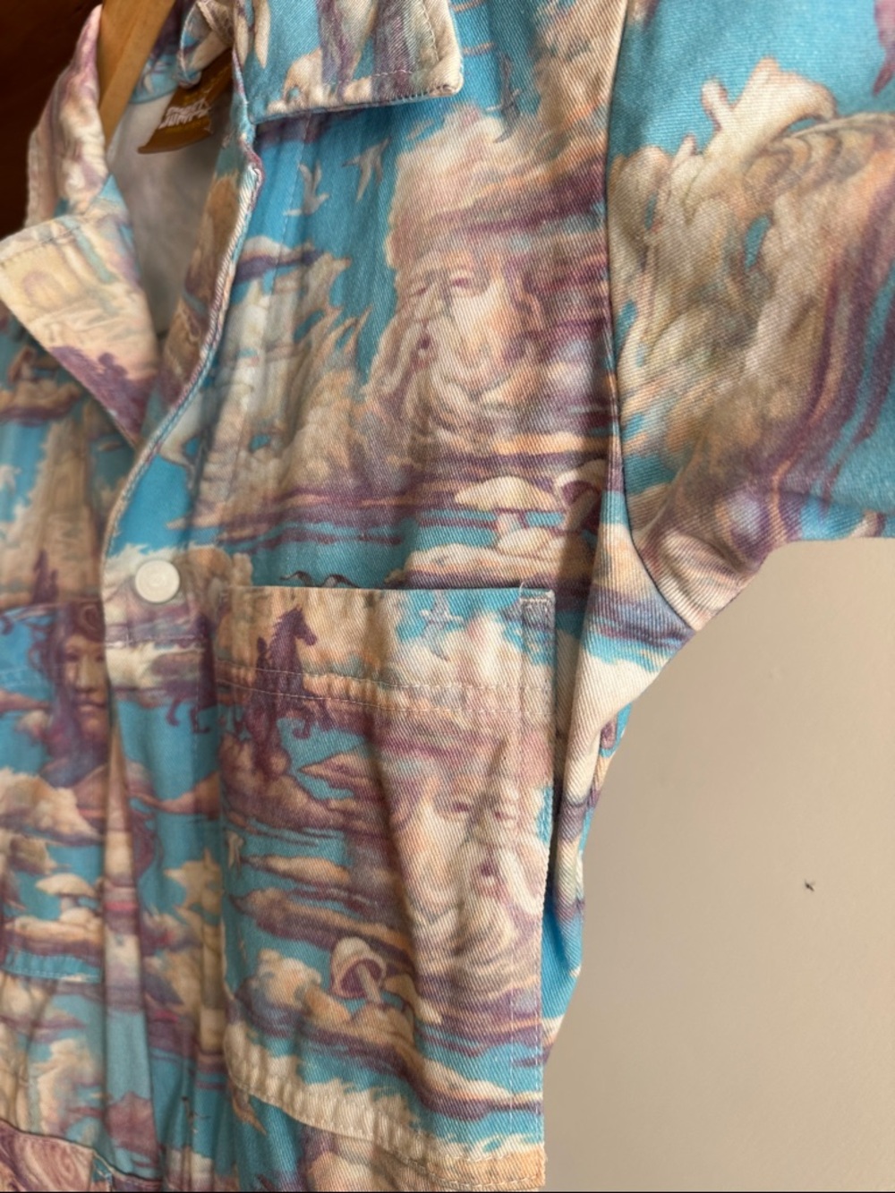 Big Bud Press Sky Blue and Lavender Short-Sleeve Jumpsuit - Picture 3 of 11